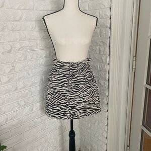 Zebra Animal Print Denim Skirt